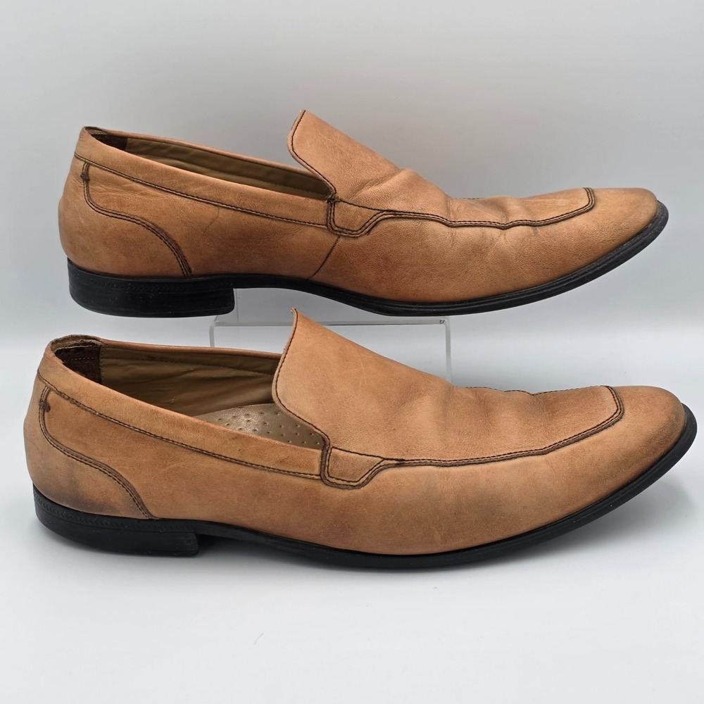 Cole Haan Men's Tan Brown Leather Apron Toe Slip-On Loafers C12375 Size 10.5 M